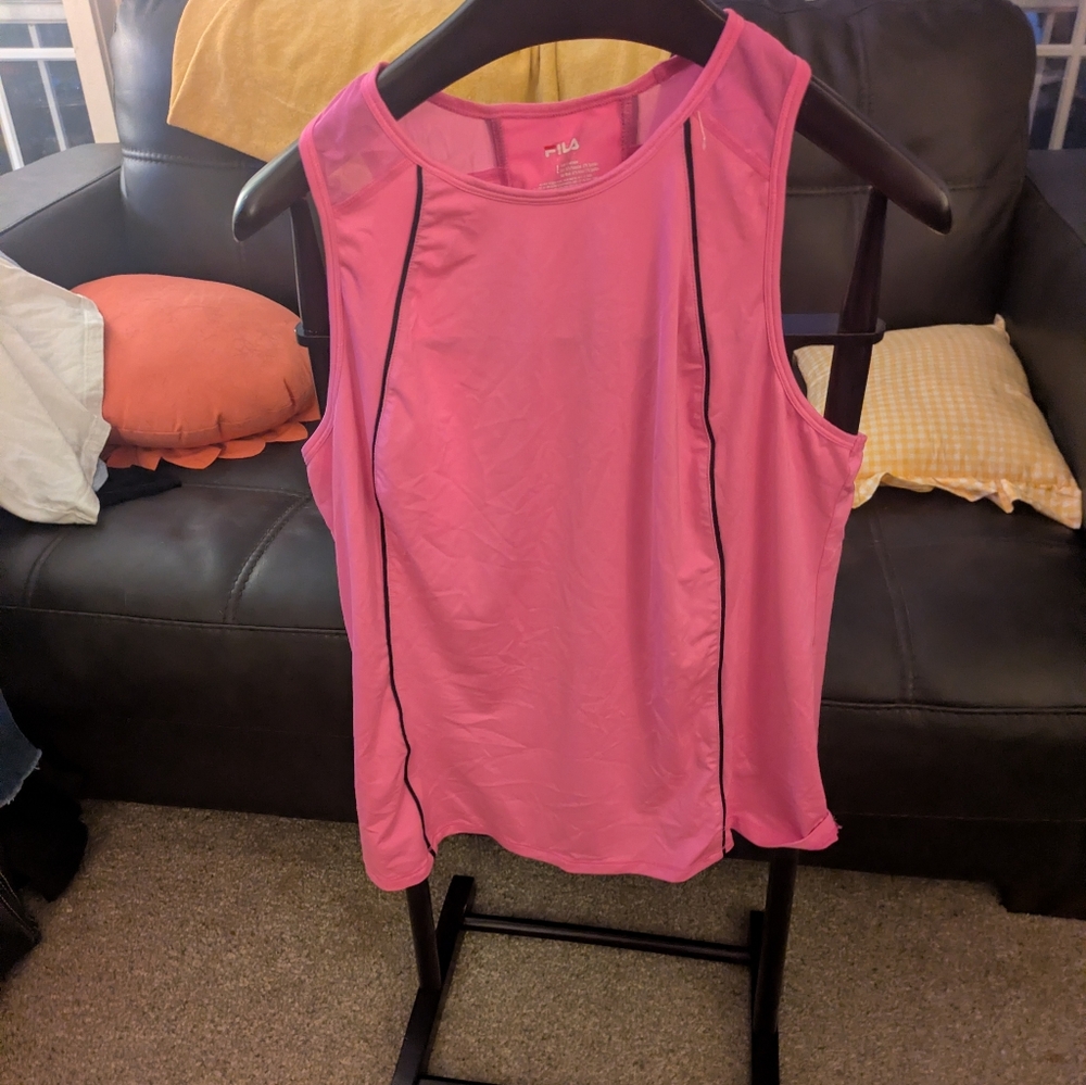 Fila Women's Pink Tank Top with Black Accents